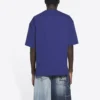 Men”s Balenciaga FW21 Retro Knit Short Sleeve Navy Blue 612966TKVD33967