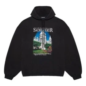 Men”s Balenciaga landscape Loose Hoodie Black 641679TJVH91000