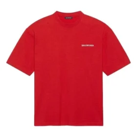 Men”s Balenciaga Large Logo Retro Short Sleeve Red 612966TIVG56540 Men”s Balenciaga Large Logo Retro Short Sleeve Red 612966TIVG56540