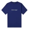 Men”s Balenciaga Logo Alphabet Short Sleeve Blue 612966TIV541195