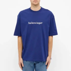 Men”s Balenciaga Logo Alphabet Short Sleeve Blue 612966TIV541195 Men”s Balenciaga Logo Alphabet Short Sleeve Blue 612966TIV541195