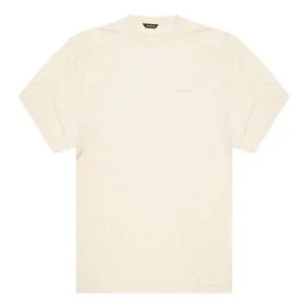 Men”s Balenciaga Logo Embroidered Round Neck Short Sleeve Creamy White 641614TJV829757 Men”s Balenciaga Logo Embroidered Round Neck Short Sleeve Creamy White 641614TJV829757
