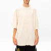 Men”s Balenciaga Logo Embroidered Round Neck Short Sleeve Creamy White 641614TJV829757