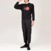 Men”s Balenciaga Logo Pattern Round Neck Long Sleeves Black 583258TIV801000