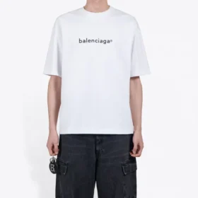 Men”s Balenciaga Logo Printing Cozy Short Sleeve White 612966TIV549040 Men”s Balenciaga Logo Printing Cozy Short Sleeve White 612966TIV549040