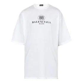 Men”s Balenciaga Logo Printing Round Neck Short Sleeve White 556150TYK239000 Men”s Balenciaga Logo Printing Round Neck Short Sleeve White 556150TYK239000