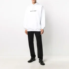 Men”s Balenciaga Logo Pullover Oversize White 570811TIV559040