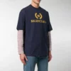 Men”s Balenciaga Logo Round Neck Short Sleeve Navy Blue 535622TAV044128