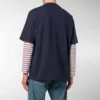 Men”s Balenciaga Logo Round Neck Short Sleeve Navy Blue 535622TAV044128