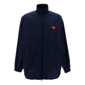 Men”s Balenciaga Logo Zipper Stand Collar Jacket Blue 622002TIO508065