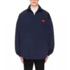 Men”s Balenciaga Logo Zipper Stand Collar Jacket Blue 622002TIO508065