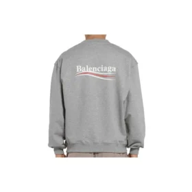 Men”s Balenciaga Micro Mark Alphabet Pattern Round Neck Pullover Gray 556147TBV141300