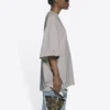 Men”s Balenciaga Mosaic Logo BB Alphabet Loose Hole Distress Short Sleeve Gray 651795TKVF58174