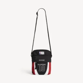 Men’s balenciaga | nba collaboration explorer crossbody pouch in black/white/vermillon red