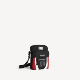 Men’s balenciaga | nba collaboration explorer crossbody pouch in black/white/vermillon red