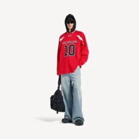Men’s balenciaga | nba collaboration oversized long sleeve t-shirt in red/multicolor