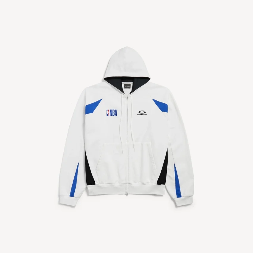 Men’s balenciaga | nba collaboration oversized zip-up hoodie in white/multicolor Men’s balenciaga | nba collaboration oversized zip-up hoodie in white/multicolor