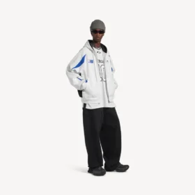 Men’s balenciaga | nba collaboration oversized zip-up hoodie in white/multicolor