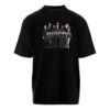 Men”s Balenciaga Oversize Logo Printing Retro Shoulder Drop Short Sleeve Black 620969TIVA11000