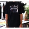 Men”s Balenciaga Oversize Logo Printing Retro Shoulder Drop Short Sleeve Black 620969TIVA11000