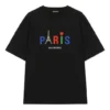 Men”s Balenciaga Paris Love Regular T-Shirt Printing Short Sleeve Black 594579TGV431000