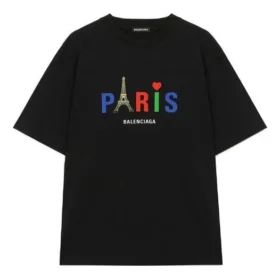 Men”s Balenciaga Paris Love Regular T-Shirt Printing Short Sleeve Black 594579TGV431000 Men”s Balenciaga Paris Love Regular T-Shirt Printing Short Sleeve Black 594579TGV431000