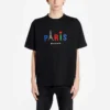 Men”s Balenciaga Paris Love Regular T-Shirt Printing Short Sleeve Black 594579TGV431000