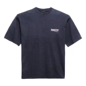 Men”s Balenciaga Political Campaign Printing Version Short Sleeve Navy Blue 570803TAV444128 Men”s Balenciaga Political Campaign Printing Version Short Sleeve Navy Blue 570803TAV444128