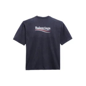 Men”s Balenciaga Political Campaign Printing Version Short Sleeve Navy Blue 570803TAV444128 Men”s Balenciaga Political Campaign Printing Version Short Sleeve Navy Blue 570803TAV444128