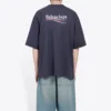 Men”s Balenciaga Political Campaign Printing Version Short Sleeve Navy Blue 570803TAV444128
