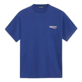Men”s Balenciaga Political Campaign Printing Version Short Sleeve Royal blue 508203TAV444540 Men”s Balenciaga Political Campaign Printing Version Short Sleeve Royal blue 508203TAV444540