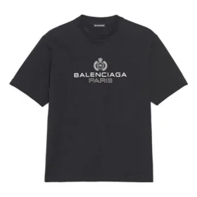 Men”s Balenciaga Retro Knit BB Paris Printing Short Sleeve Version Black 594579TGV601000 Men”s Balenciaga Retro Knit BB Paris Printing Short Sleeve Version Black 594579TGV601000