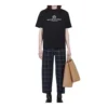 Men”s Balenciaga Retro Knit BB Paris Printing Short Sleeve Version Black 594579TGV601000