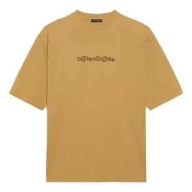 Men”s Balenciaga Round Neck Alphabet Printing Short Sleeve Khaki 620969TIV509605 Men”s Balenciaga Round Neck Alphabet Printing Short Sleeve Khaki 620969TIV509605