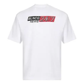 Men”s Balenciaga Round Neck Short Sleeve White 612966TIVD19000 Men”s Balenciaga Round Neck Short Sleeve White 612966TIVD19000