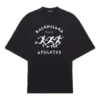 Men”s Balenciaga Running Pattern Printing Logo Loose Short Sleeve Black 641614TJVK61070