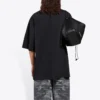 Men”s Balenciaga Running Pattern Printing Logo Loose Short Sleeve Black 641614TJVK61070
