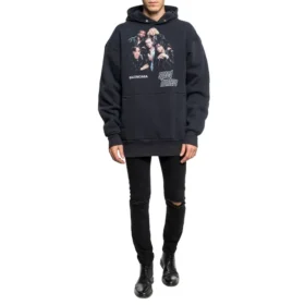 Men”s Balenciaga Speedhunters Boysband Printing hooded Long Sleeves Navy Blue 541873TCV371055