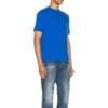 Men”s Balenciaga SS21 Alphabet Small Logo Short Sleeve Blue 556151TBV438077