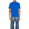 Men”s Balenciaga SS21 Alphabet Small Logo Short Sleeve Blue 556151TBV438077