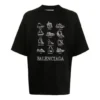 Men”s Balenciaga SS21 Casual Printing Large Short Sleeve Black 641614TJV801070