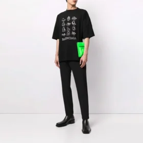 Men”s Balenciaga SS21 Casual Printing Large Short Sleeve Black 641614TJV801070 Men”s Balenciaga SS21 Casual Printing Large Short Sleeve Black 641614TJV801070