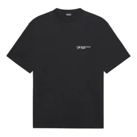 Men”s Balenciaga SS21 Embroidered Logo Short Sleeve Black 641675TKV861070 Men”s Balenciaga SS21 Embroidered Logo Short Sleeve Black 641675TKV861070