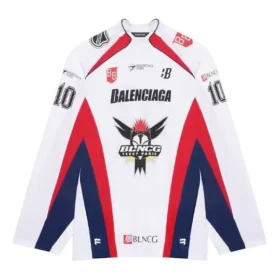 Men”s Balenciaga SS21 Hockey Sports Mesh Long Sleeves White 657105TKV248090