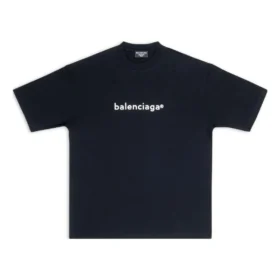 Men”s Balenciaga SS21 Logo Printing Short Sleeve Black 612966TIV541070