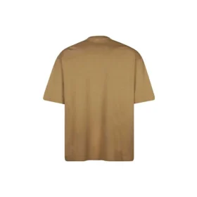 Men”s Balenciaga SS21 Loose Round Neck Alphabet Embroidered Logo Short Sleeve Khaki 612966TJV879504