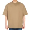 Men”s Balenciaga SS21 Loose Round Neck Alphabet Embroidered Logo Short Sleeve Khaki 612966TJV879504