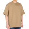 Men”s Balenciaga SS21 Loose Round Neck Alphabet Embroidered Logo Short Sleeve Khaki 612966TJV879504