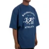 Men”s Balenciaga SS21 Running Pattern Printing Logo Loose Short Sleeve Blue 641614TJVK64866