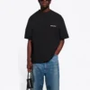 Men”s Balenciaga SS21 Solid Color Logo Printing Short Sleeve Black 612966TJV871070